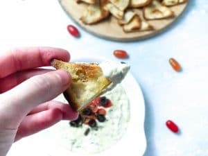 pita chip with cheese dip