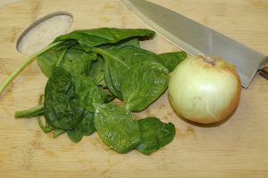Fresh spinach and onion