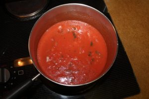 Bring Tomato sauce to boil