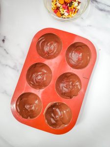 Chocolate added to mold